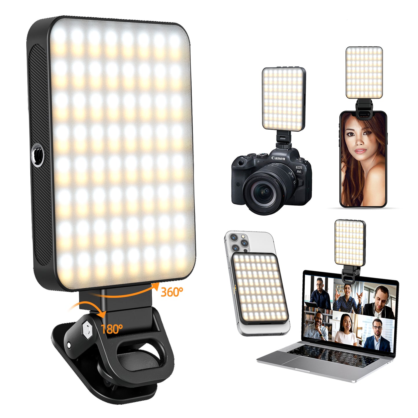 Portable Selfie Light, Magnetic Video Light with Clip Rechargeable 2000mAh CRI 95+, 3 Light Modes & 10 Light Levels for Phone iPhone Webcam Laptop Photo Makeup1