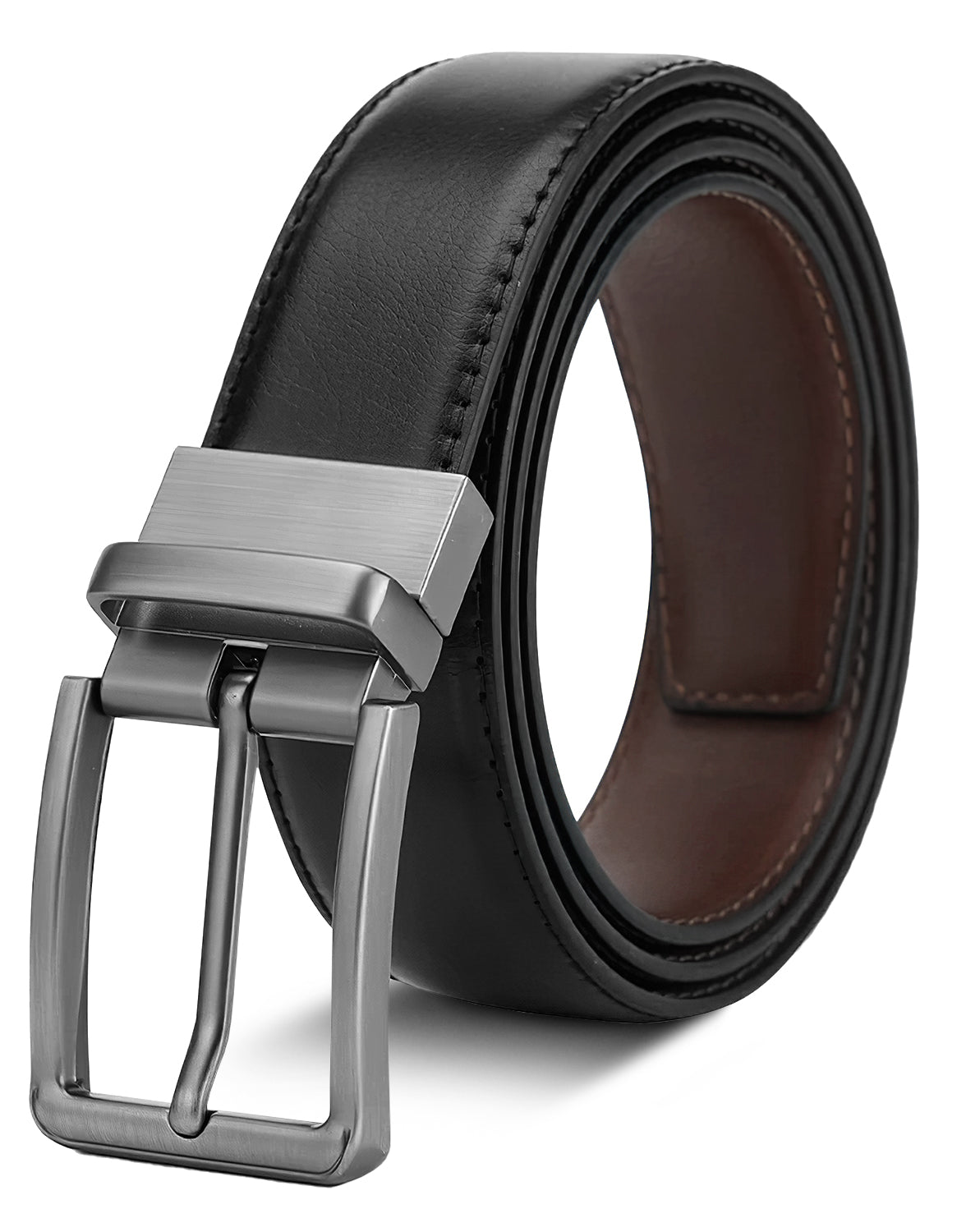 Men’s Belt, Genuine Leather Dress Belts For Men, Reversible Men Belts Leather Belt for Mens’ Casual Dress Jeans Work Business Casual, with Hole Punch & Gift Box