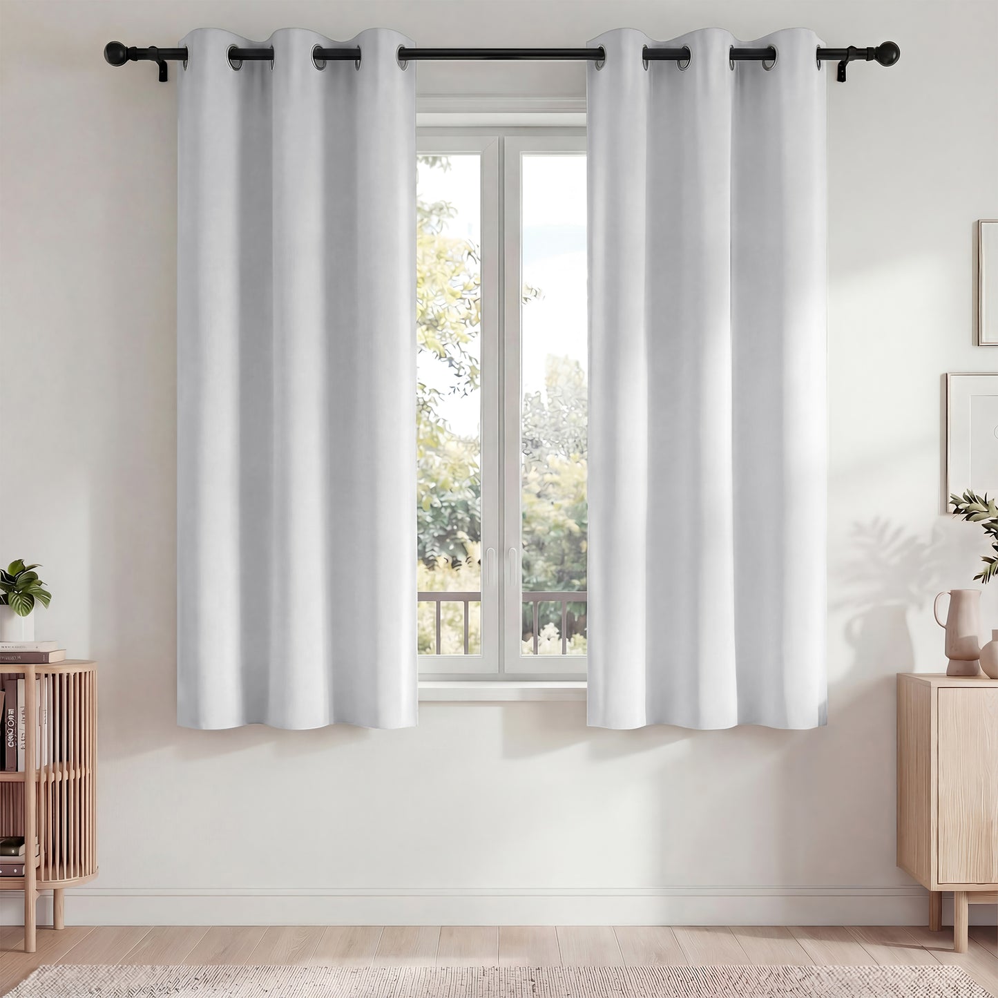 Blackout Curtains, Blackout Curtains Set of 2 for Bedroom Living Room 42x63 in, Thermal Insulated Room Darkening Drapes with Grommet Top, Noise Reduction & Light Blocking, White