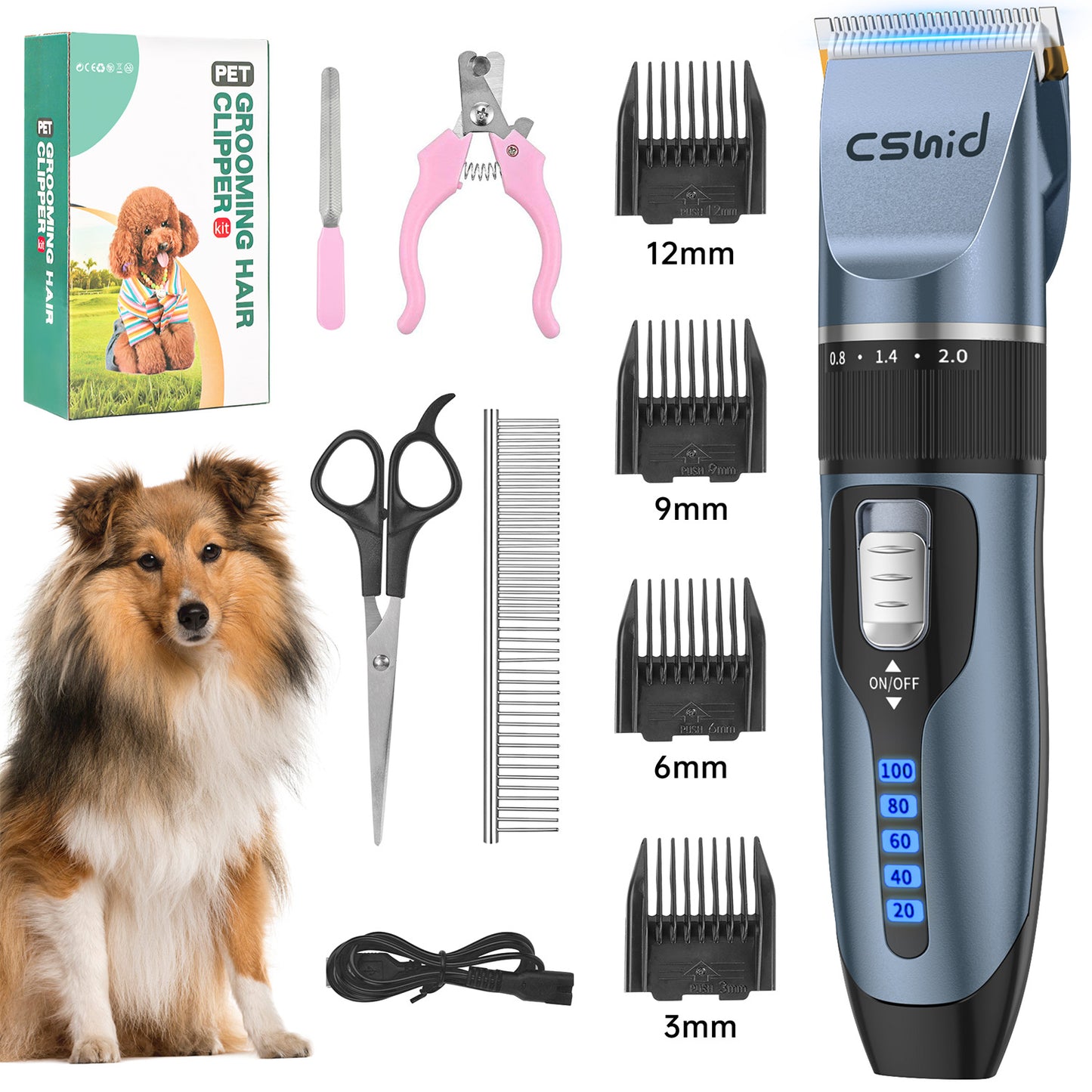 Dog Hair Clippers, Professional LED Display Dog Grooming Kit, Cordless Quiet Pets Clippers Hair Trimmer, Low Noise Dog Shaver Clipper