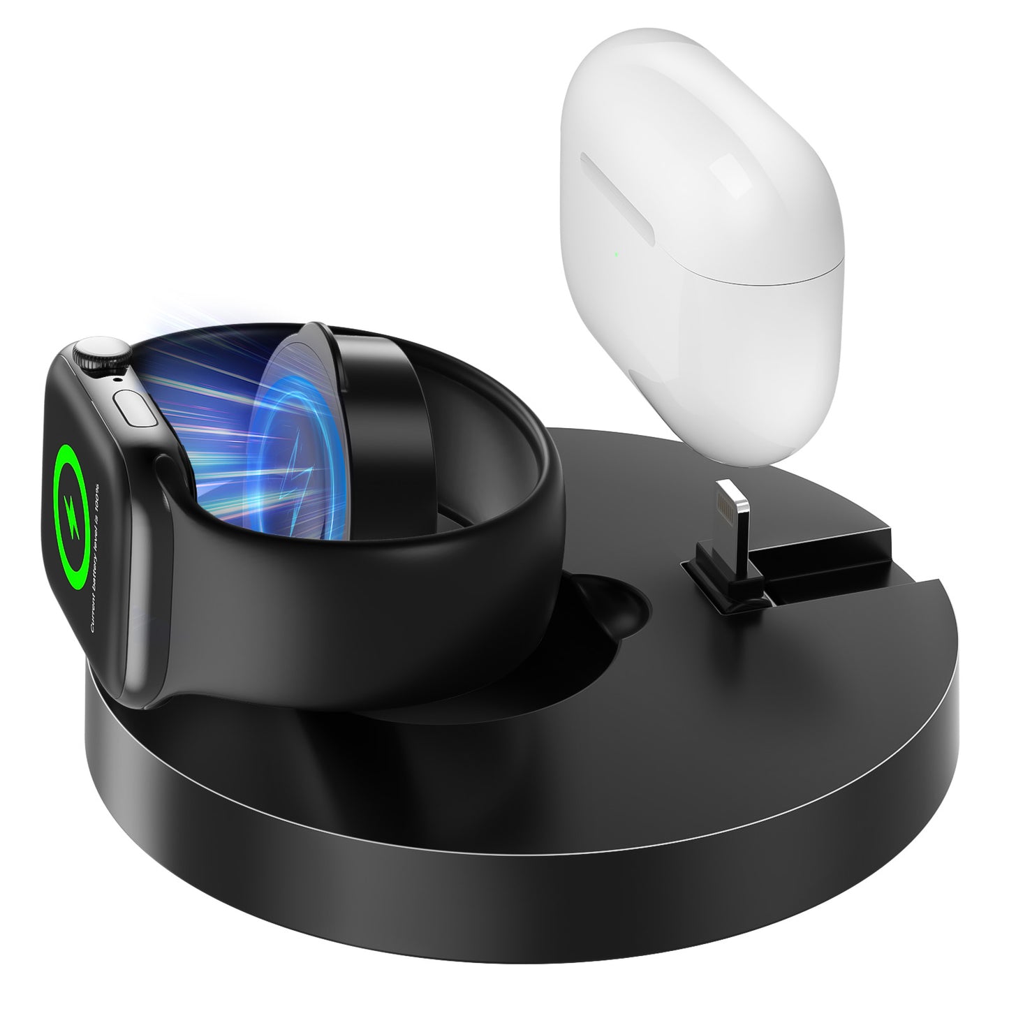 CSD02AWWCX509BL 2 in 1 Wireless Charger, Fast Charging Station for Apple Devices, Travel Wireless Charging Pad for AirPods 3/2/Pro & Apple Watch 9/8/7/6/5/4/3/2/Ultra/Ultra 2,with Type-C Charging Cable