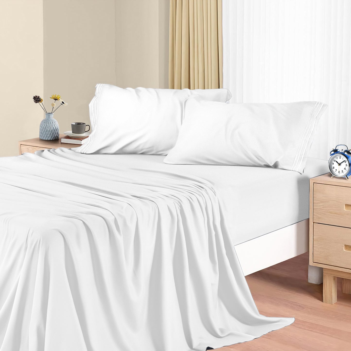 Twin-XL Sheet Set, Super Soft 4 Pieces Sheets for Twin-XL Size Bed, Hotel Luxury Breathable & Cooling Bed Sheet Set, Deep Pocket up to 16"