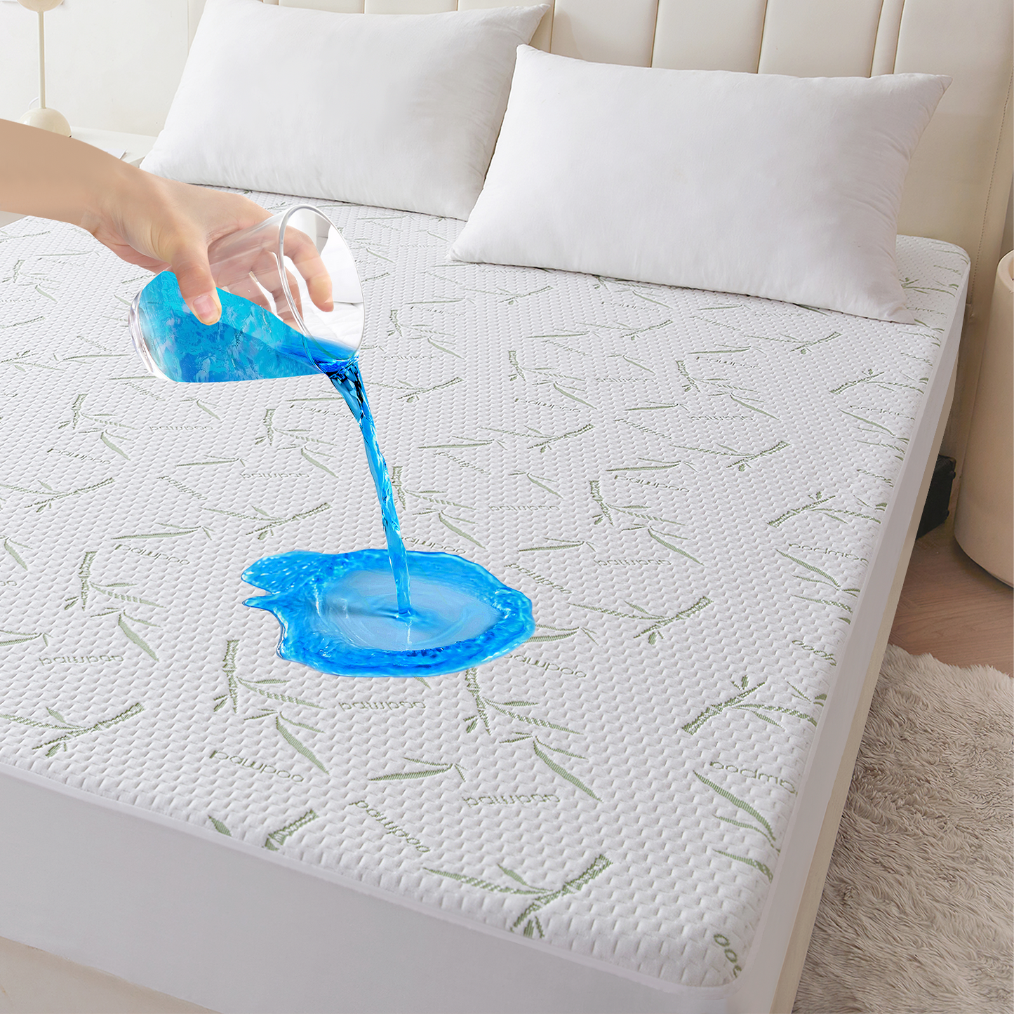 Twin-XL Size Mattress Protector Waterproof, Rayon from Bamboo, Cooling Quilted Fitted Mattress Pad, Noiseless Waterproof Mattress Cover, fits up to 21" Deep Pocket