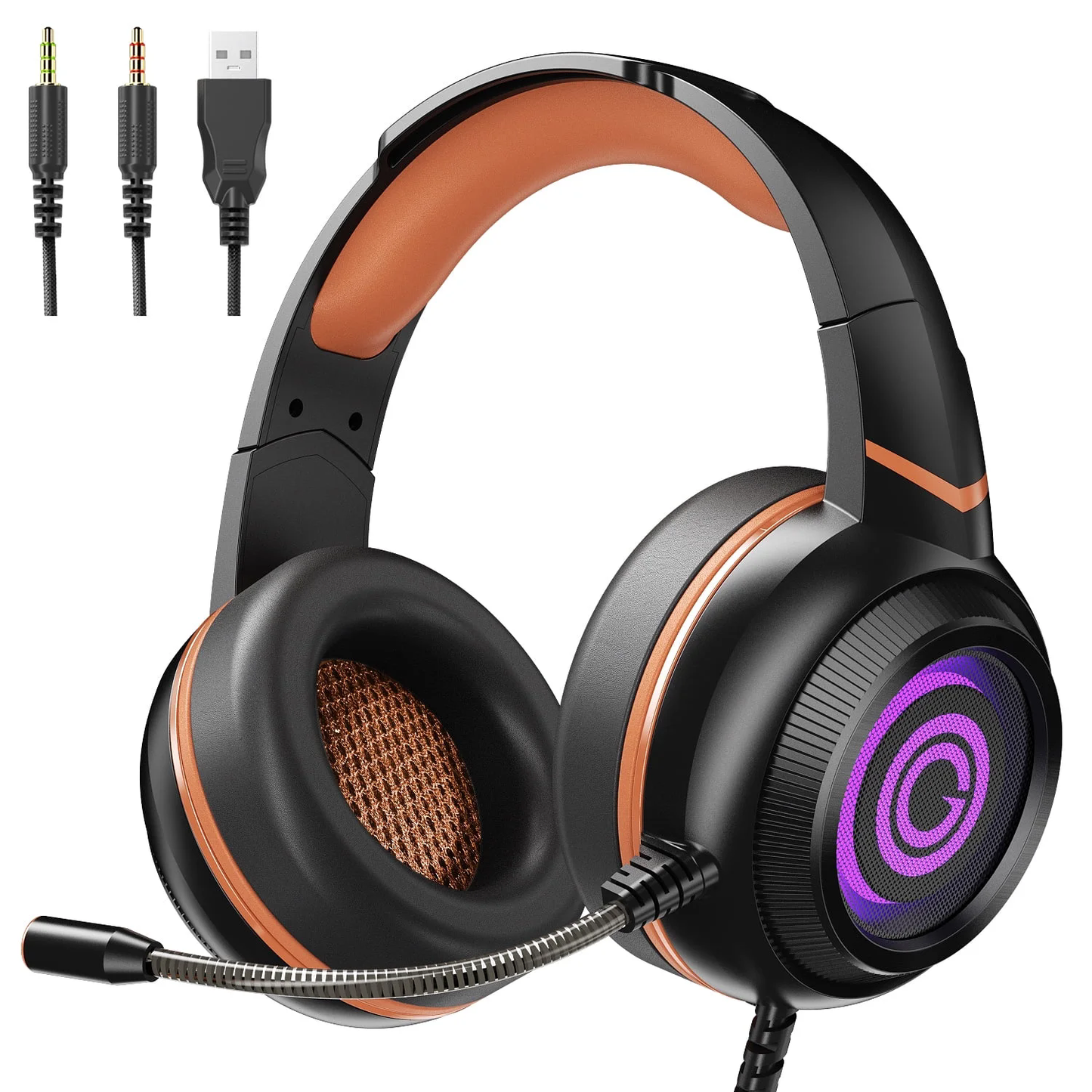 Gaming Headsets, Headphone for PS4/PS5/PC/Switch, 7.1 Surround Sound Over-Ear Headset with RGB Light, Noise Cancelling Computer Gamer Headset with Mic for Xbox Series CSD01GHH30000BK