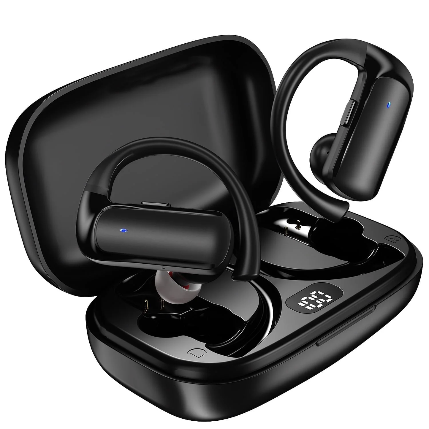 Bluetooth Headphones, True Wireless Earbuds with Charging Case, IPX7 Waterproof Stereo Headphones with Built-in Microphone, In-Ear Headphones for Sports Running, Black