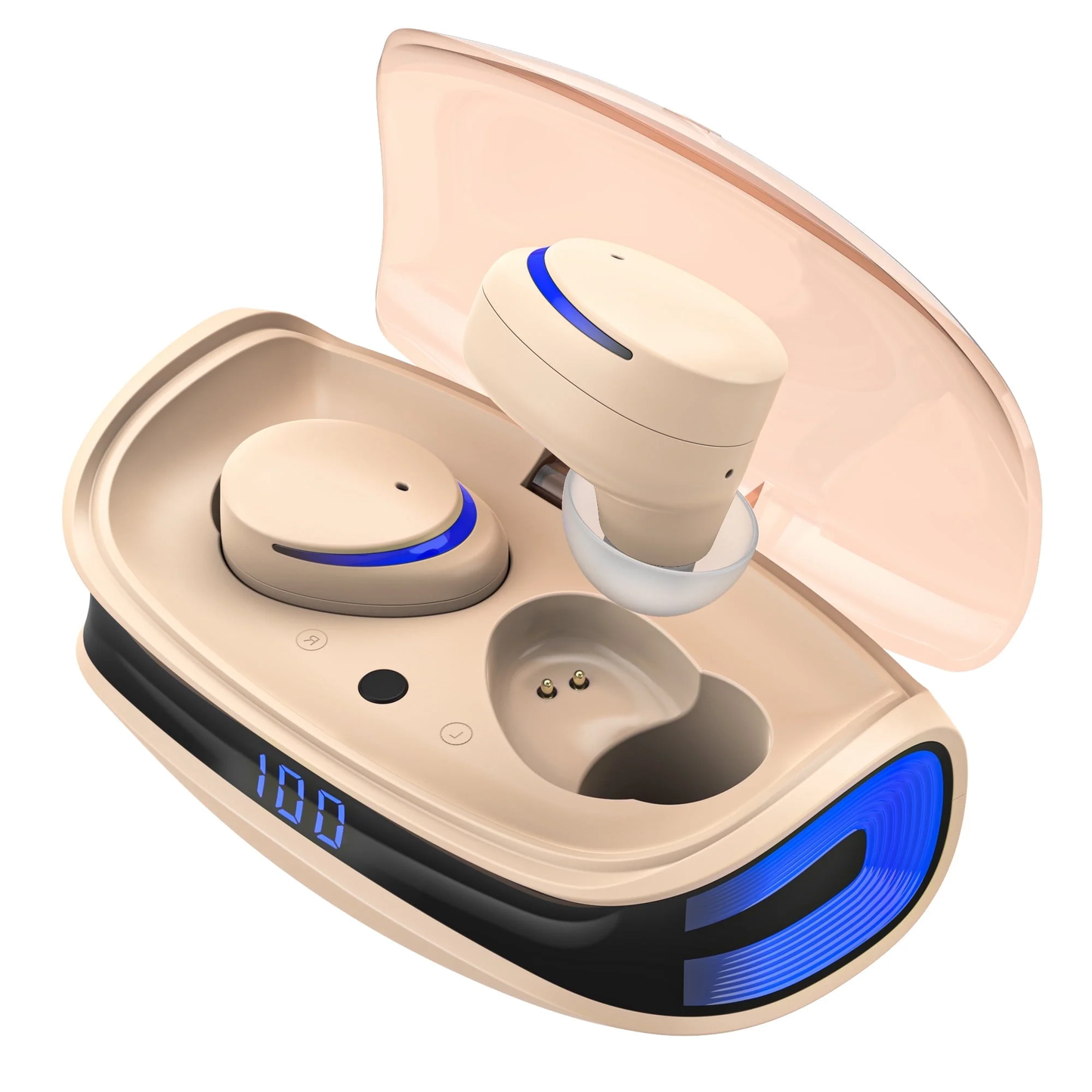 Wireless Earbuds, Bluetooth 5.0 Headphones IPX8 Waterproof, High-Fidelity Stereo Sound Quality in Ear Headset, Built-in Mic LED Charging Case & 21 Hours Playtime, for Smartphones Laptops Gym, Brown CSD01BHT80000BW