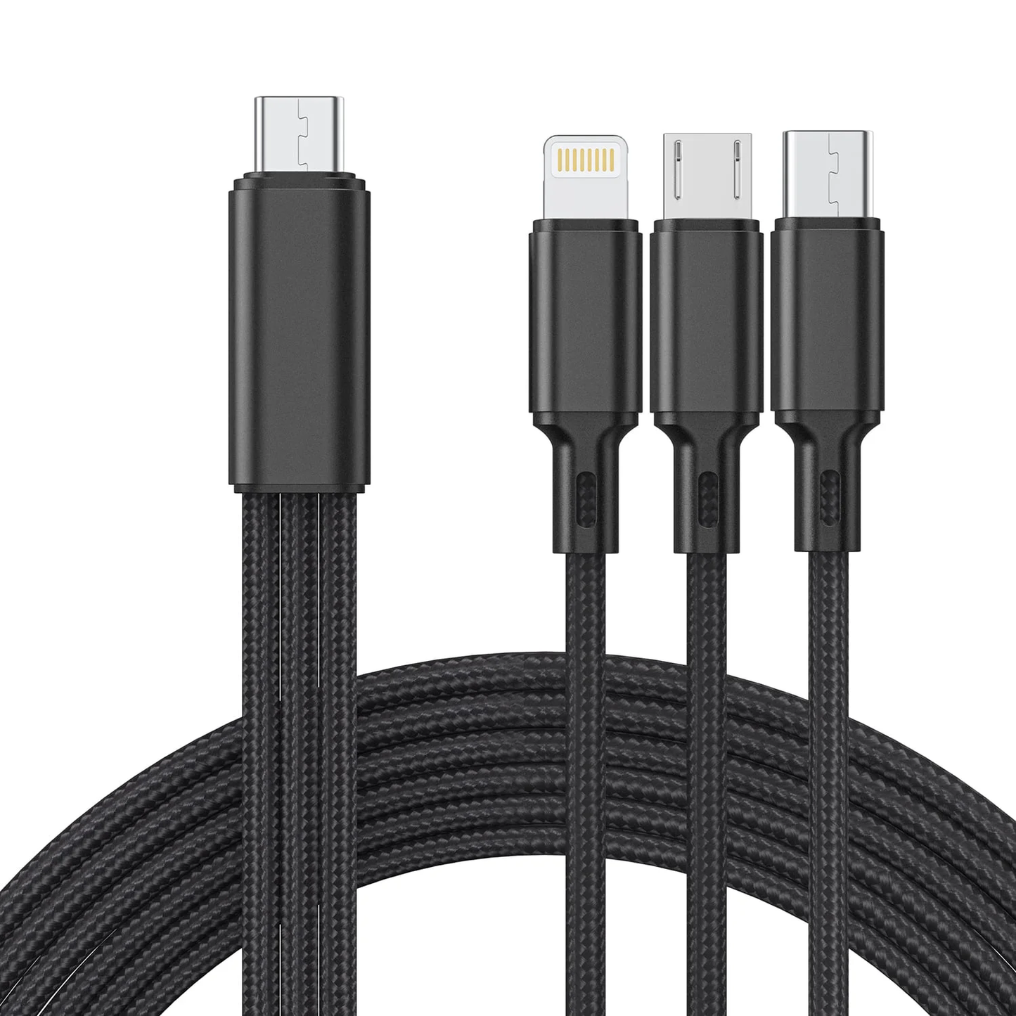 Multi Charging Cable 4FT, Multi Fast Charger Nylon Braided 3 in 1 Universal Phone Charger Fast Charging with USB C/Micro USB/iPhone Port Compatible with Most Phones & Pads (Black)CSD01LCB01CF3BK