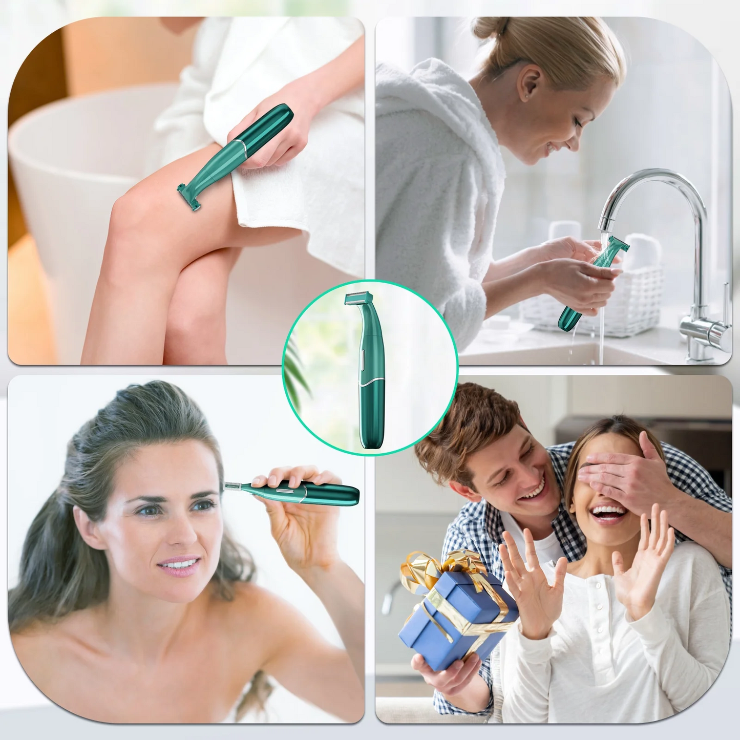 lectric Razors for Women, 4 in 1 Painless Electric Shaver, Rechargeable Lady Electric Bikini Trimmer Pubic Hair Removal with LED Display for Body Face Nose Eyebrow Armpit Bikini Area Underarm Legs