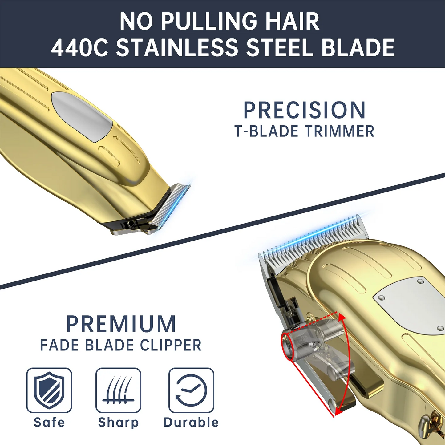 Hair Clippers for Men, Professional Cordless Beard Trimmer Set, Rechargeable Barber Hair Cutting Grooming Kit & Zero Gap T-Blade Trimmer Combo with LED Display, 13 Premium Guards for Men Family Gift