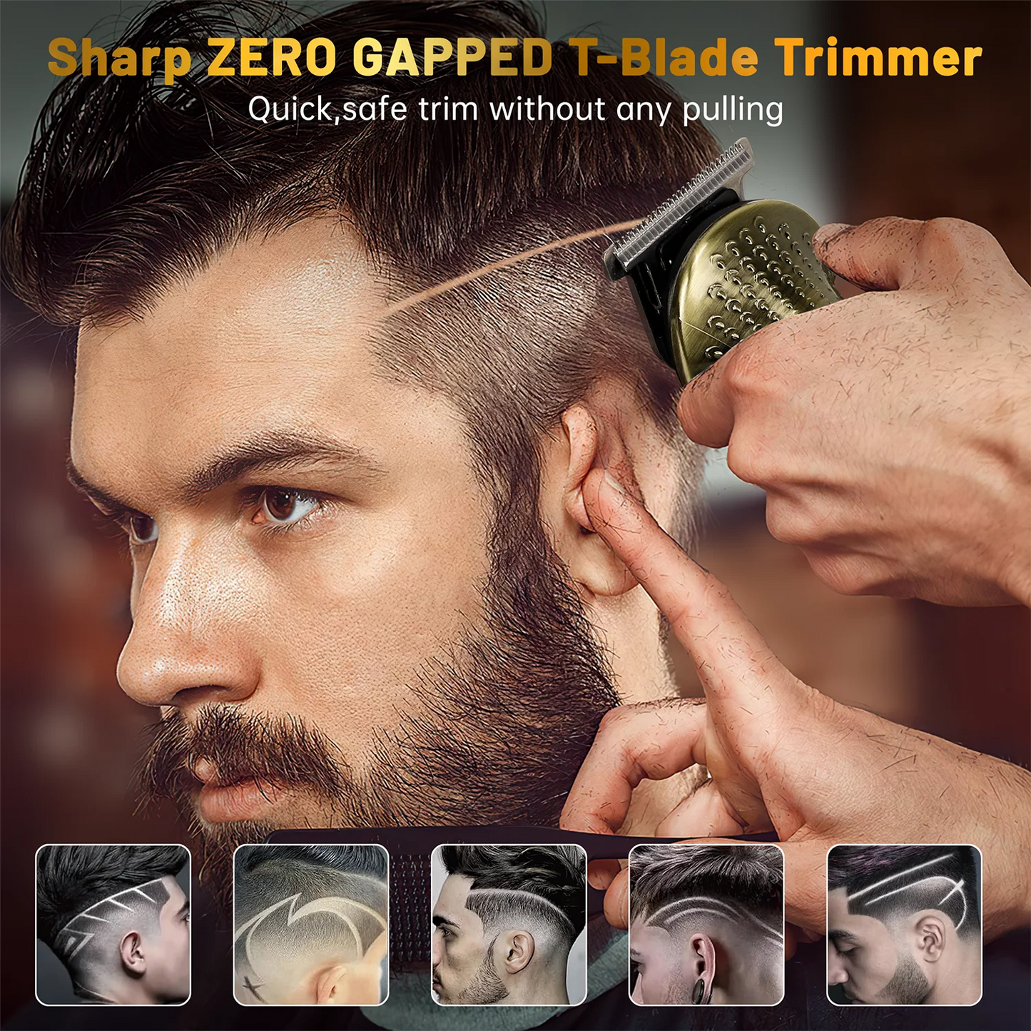 Beard Trimmer for Men, 6 in 1 Waterproof T-Blade Hair Clippers, Electric Razor Shavers for Men, LED Display, Grooming Kit for Nose Mustache Body Facial Men Gifts
