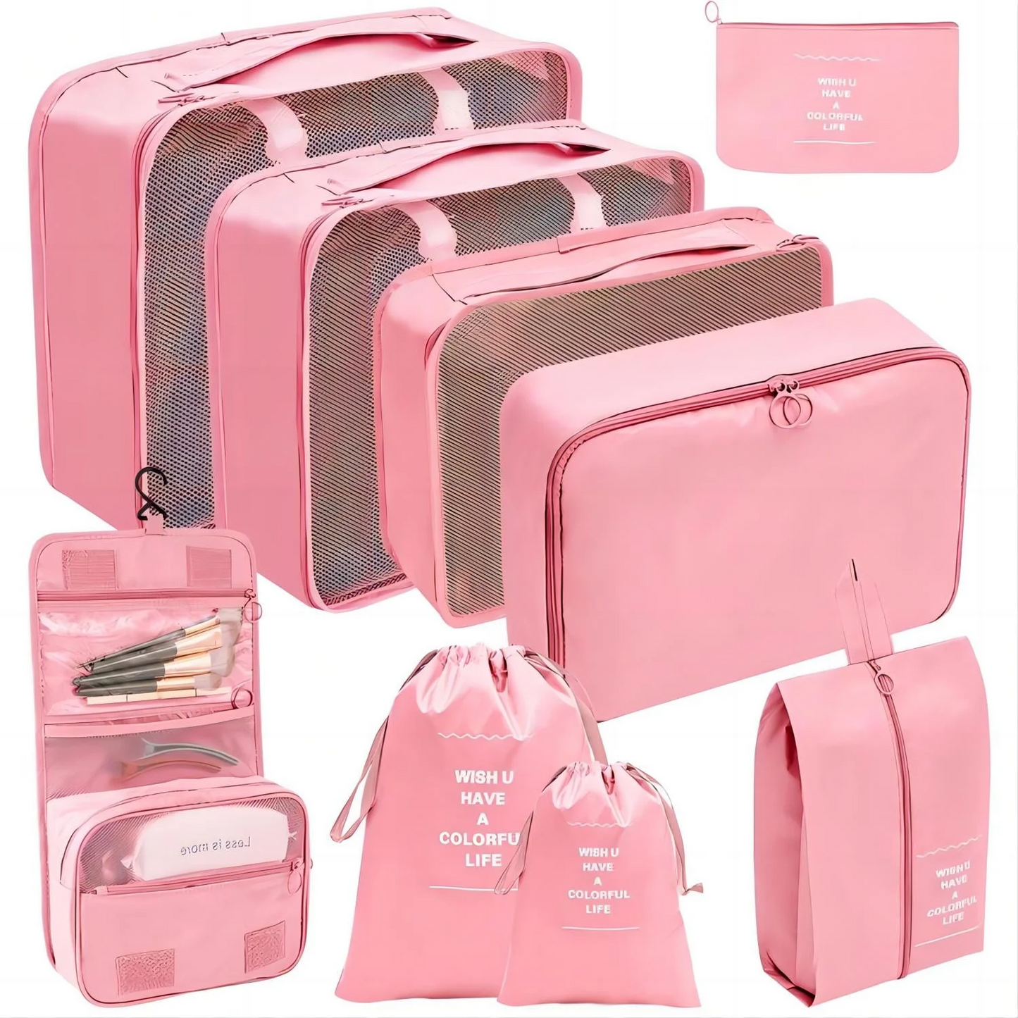 Packing Cubes 9 Set, Travel Packing Organizers with Large Toiletries Bag for Clothes Shoes