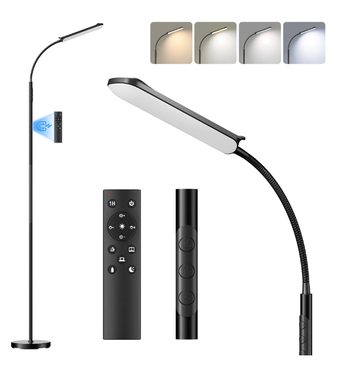 LED Floor Lamp, 18W Super Bright Floor Lamp for Living Room, Eye Caring Reading Light with Remote Touch Control for Living Room Bedroom Office