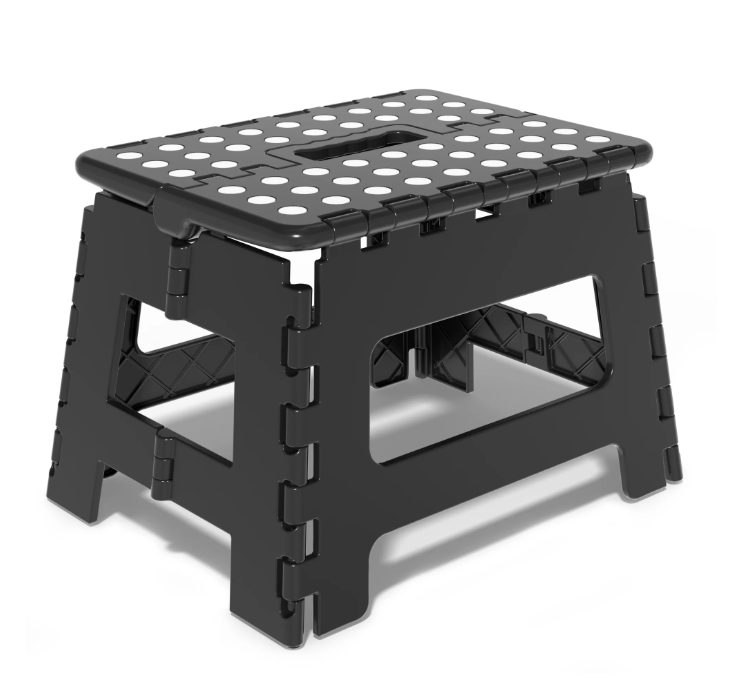 Folding Step Stool 9 Inch for Adults and Kids Holds Up to 300 lbs, Non-Slip Folding Stools with Portable Handle, Compact Plastic Foldable Step Stool for Bathroom, Bedroom