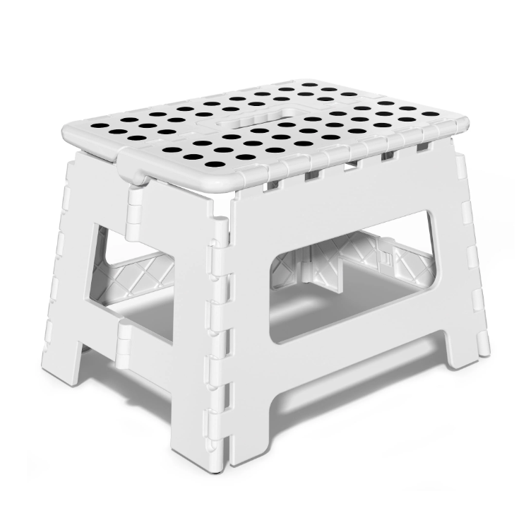 Folding Step Stool 9 Inch for Adults and Kids Holds Up to 300 lbs, Non-Slip Folding Stools with Portable Handle, Compact Plastic Foldable Step Stool for Bathroom, Bedroom, Kitchen