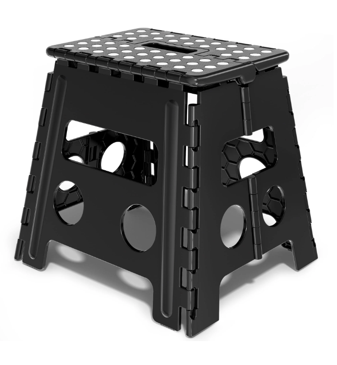 Folding Step Stool 13 Inch for Adults and Kids Holds Up to 330 lbs, Non-Slip Folding Stools with Portable Handle, Compact Plastic Foldable Step Stool for Bathroom, Bedroom, Kitchen