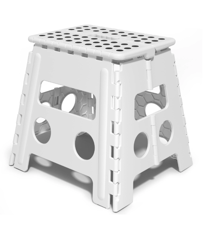 Folding Step Stool 13 Inch for Adults and Kids Holds Up to 330 lbs, Non-Slip Folding Stools with Portable Handle, Compact Plastic Foldable Step Stool for Bathroom, Bedroom, Kitchen