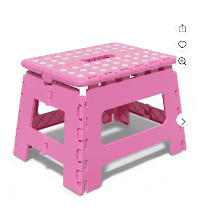 Folding Step Stool 9 Inch for Adults and Kids Holds Up to 300 lbs, Non-Slip Folding Stools with Portable Handle, Compact Plastic Foldable Step Stool for Bathroom, Bedroom, Kitchen