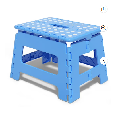 Folding Step Stool 9 Inch for Adults and Kids Holds Up to 300 lbs, Non-Slip Folding Stools with Portable Handle, Compact Plastic Foldable Step Stool for Bathroom, Bedroom, Kitchen