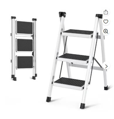 Step Ladder, 3 Step Stool for Adults, 3 Step Ladder Folding Step Stool with 330 lbs Capacity, Wide Anti-Slip Pedal Ergonomic Design, Multi-Use for Household, Kitchen, Office, RVs