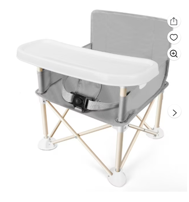 Portable Baby Travel Booster Seat, Compact Folding Eating Camping Beach Lawn Chair with Removable Tray for Indoor Outdoor