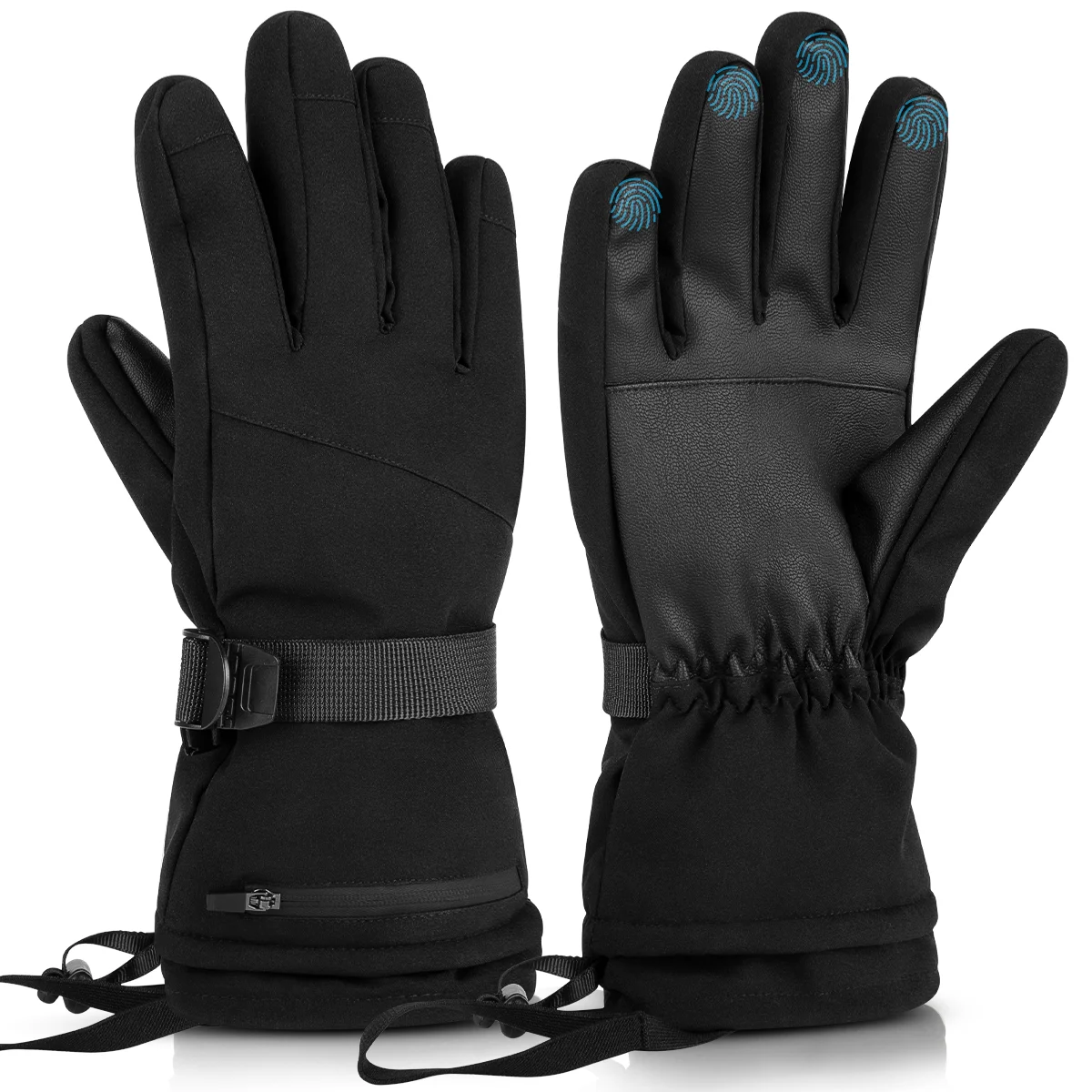 CSD01WTSG129MBK Ski Gloves, Waterproof Touchscreen Snowboard Gloves, Warm Winter Snow Gloves for Cold Weather, Fits Both Men & Women for Driving/Cycling/Running/Hiking(Black)