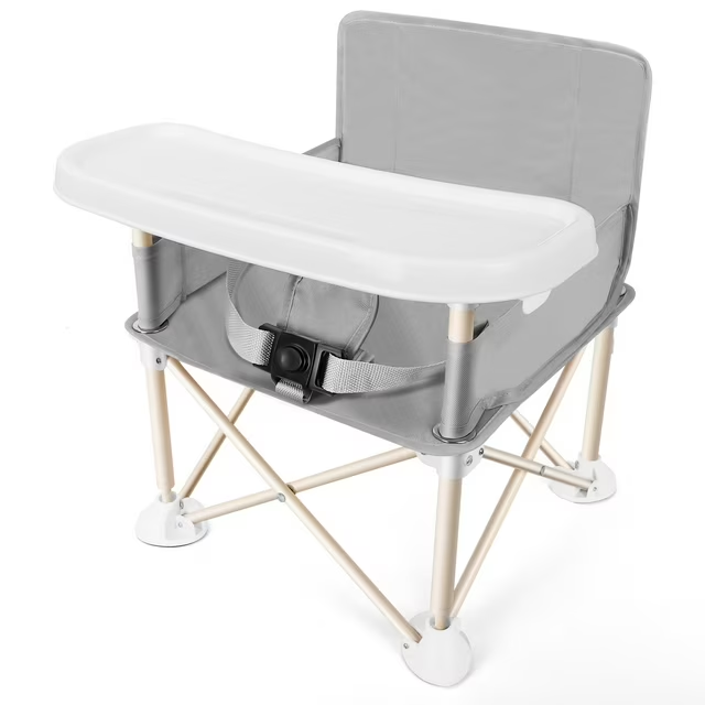 Portable Baby Travel Booster Seat, Compact Folding Eating Camping Beach Lawn Chair with Removable Tray for Indoor Outdoor