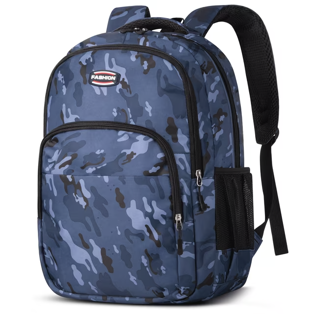 17" Backpack Travel Bag for Men Women, Book Bag with Front Zip Pocket, Waterproof Lightweight Primary Students Bookbags for Men Women Bag Bookbags, Adjustable Padded Mesh Straps, Blue