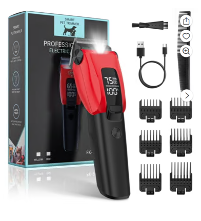 Dog Clippers for Grooming for Heavy Thick Coat, LED Light Dog Grooming Kit, Low Noise Hair Trimmer,Cordless Pet Hair Shaver with Stainless Steel Blade for Dogs Cats Pet