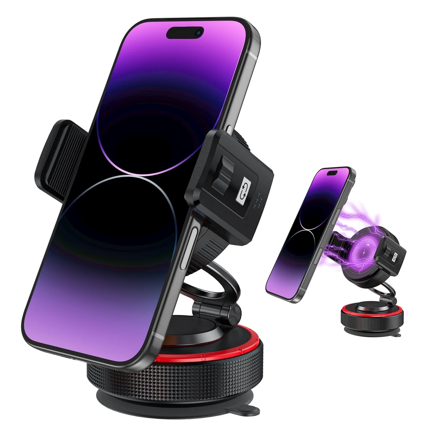 CSD01CXPH0000BK Cshidworld Vacuum Magnetic Phone Holder, 360°Adjustable Magnetic Car Phone Holder, 4400gf Strongest Magnetic, Adjustable for iPhone 17 Pro Max 16 15 14 13 12 Air Plus & Android