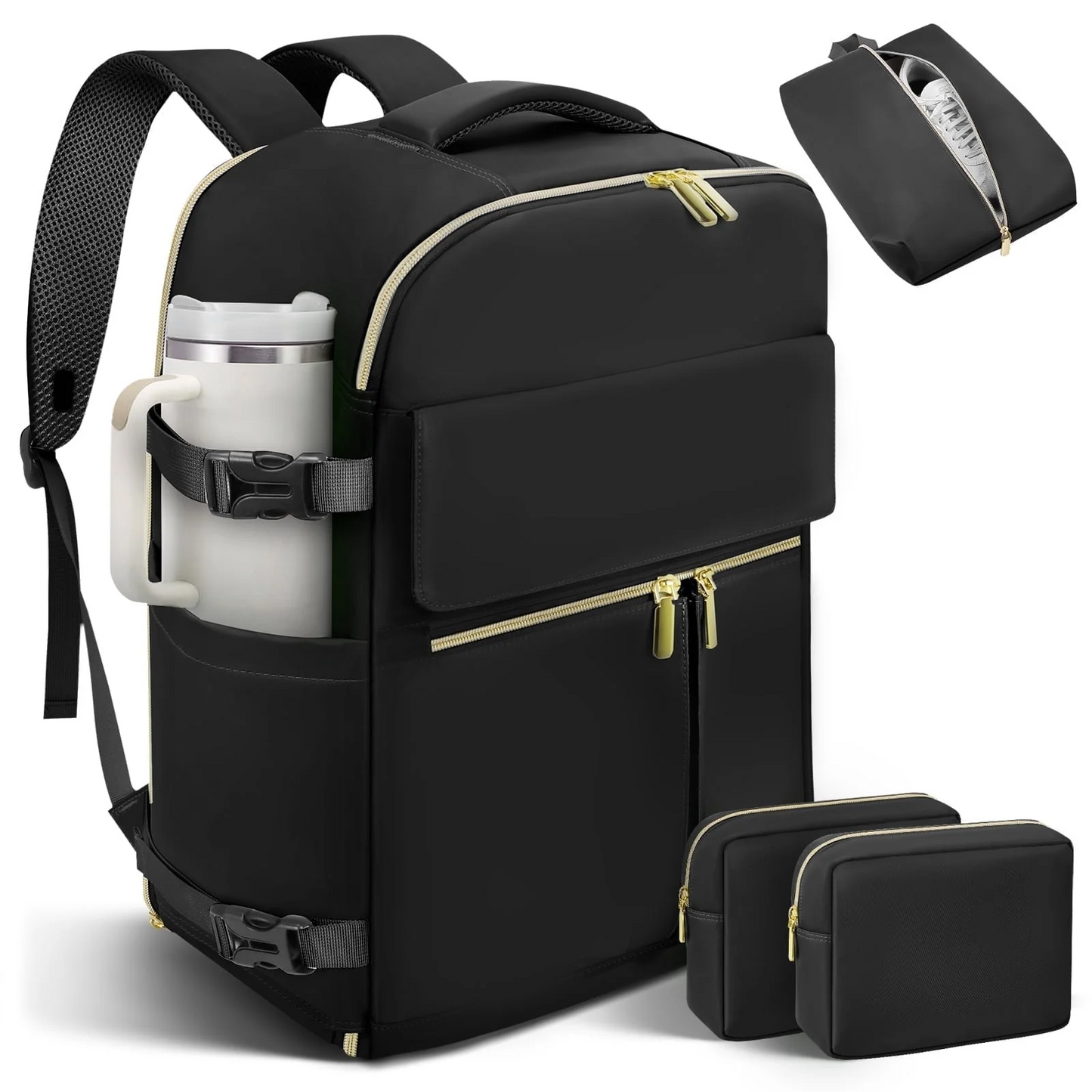 CSD02TBPK4PCSBKTravel Backpack For Women Men Flight Approved, Carry-on Backpack Bag Luggage, Personal Item Backpack Bag, Laptop Backpack Casual Daypack, Travel Essentials Must Haves,