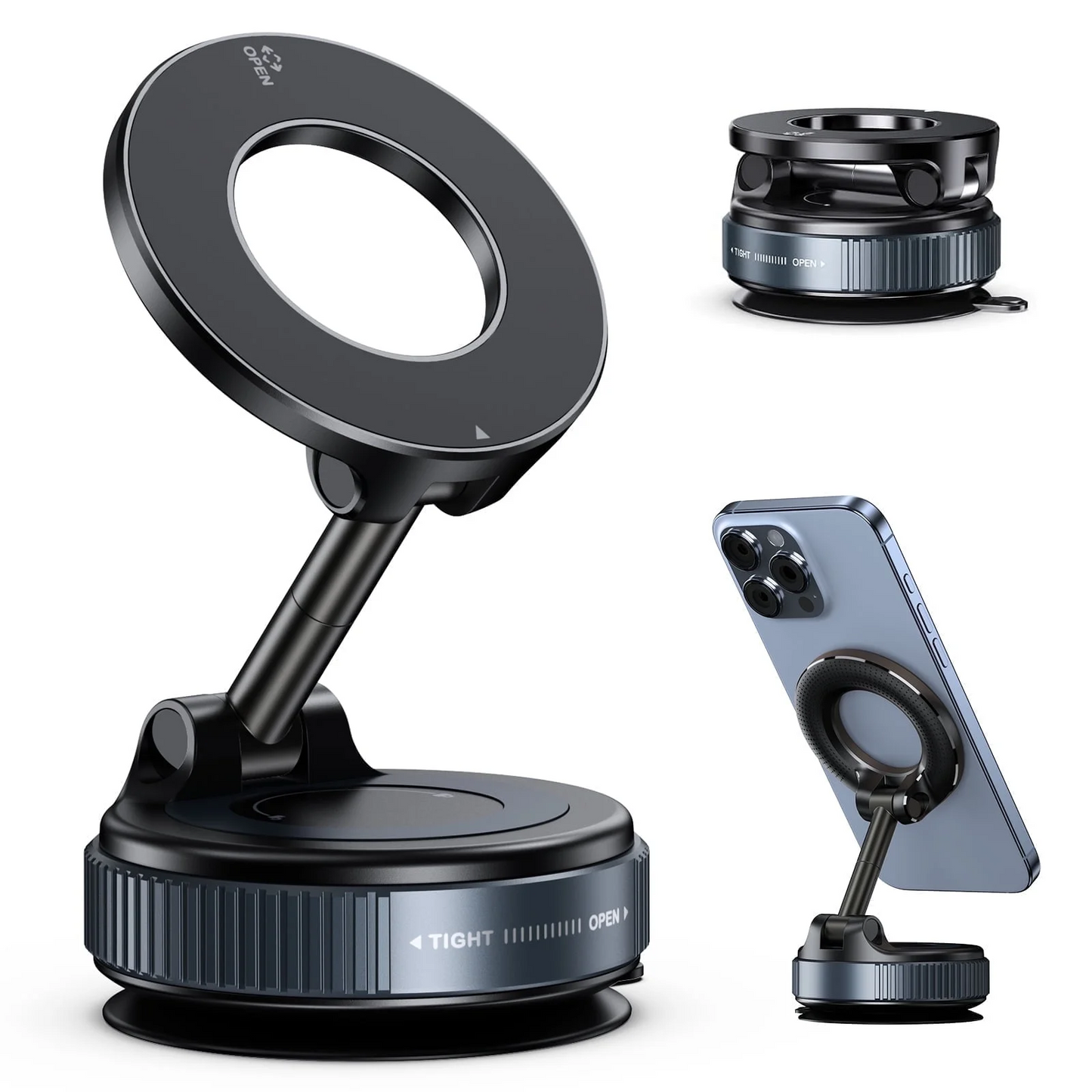 CSD02VMPH0000BK Magnetic Phone Holder for Car Magsafe 108 LBS Strongest Suction Cup 360° Nano Gel Phone Mount 3000gf Magnet for iPhone 16 15 14 Pro Max for Samsung Galaxy for Air Vent Dash Windshield