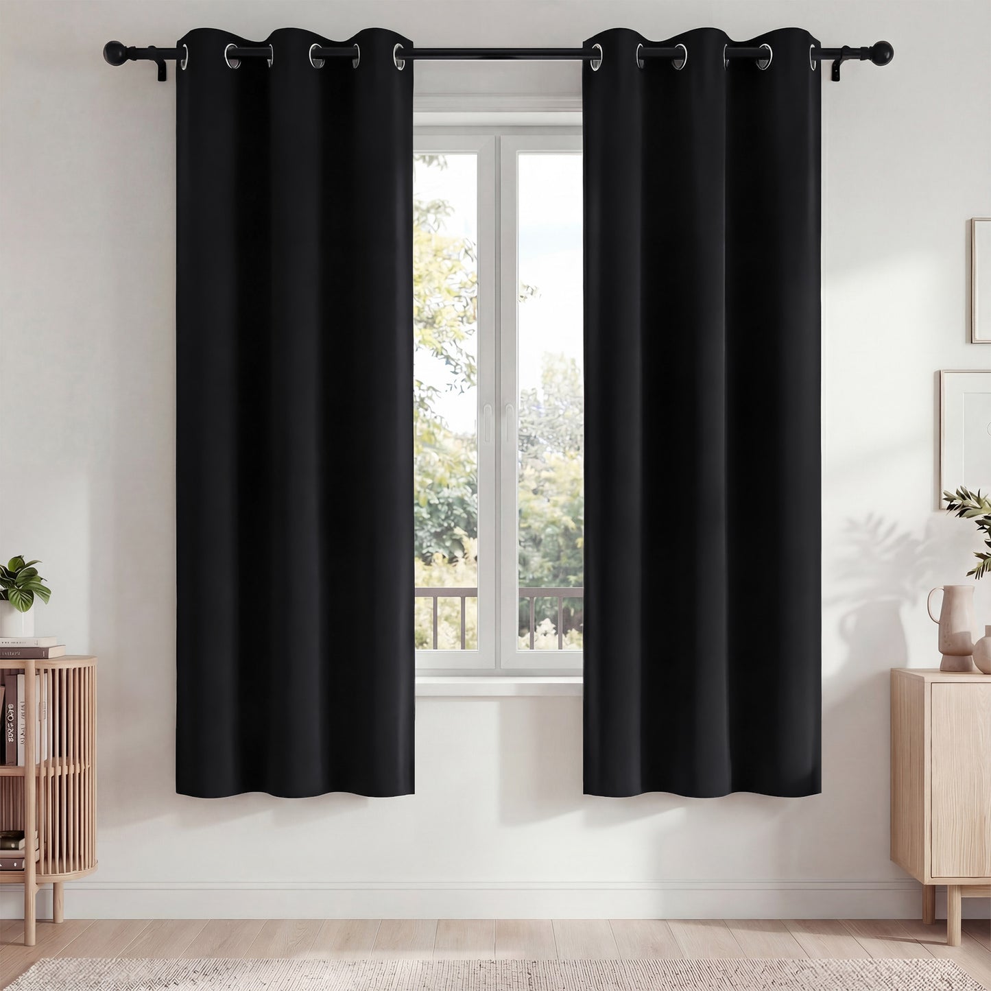 Blackout Curtains, Blackout Curtains Set of 2 for Bedroom Living Room 42x72 in, Thermal Insulated Room Darkening Drapes with Grommet Top, Noise Reduction & Light Blocking
