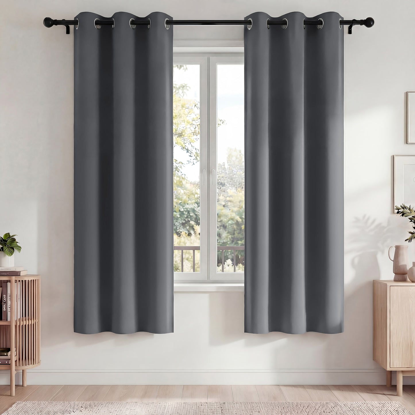 Blackout Curtains, Blackout Curtains Set of 2 for Bedroom Living Room 42x72 in, Thermal Insulated Room Darkening Drapes with Grommet Top, Noise Reduction & Light Blocking, Dark Gray