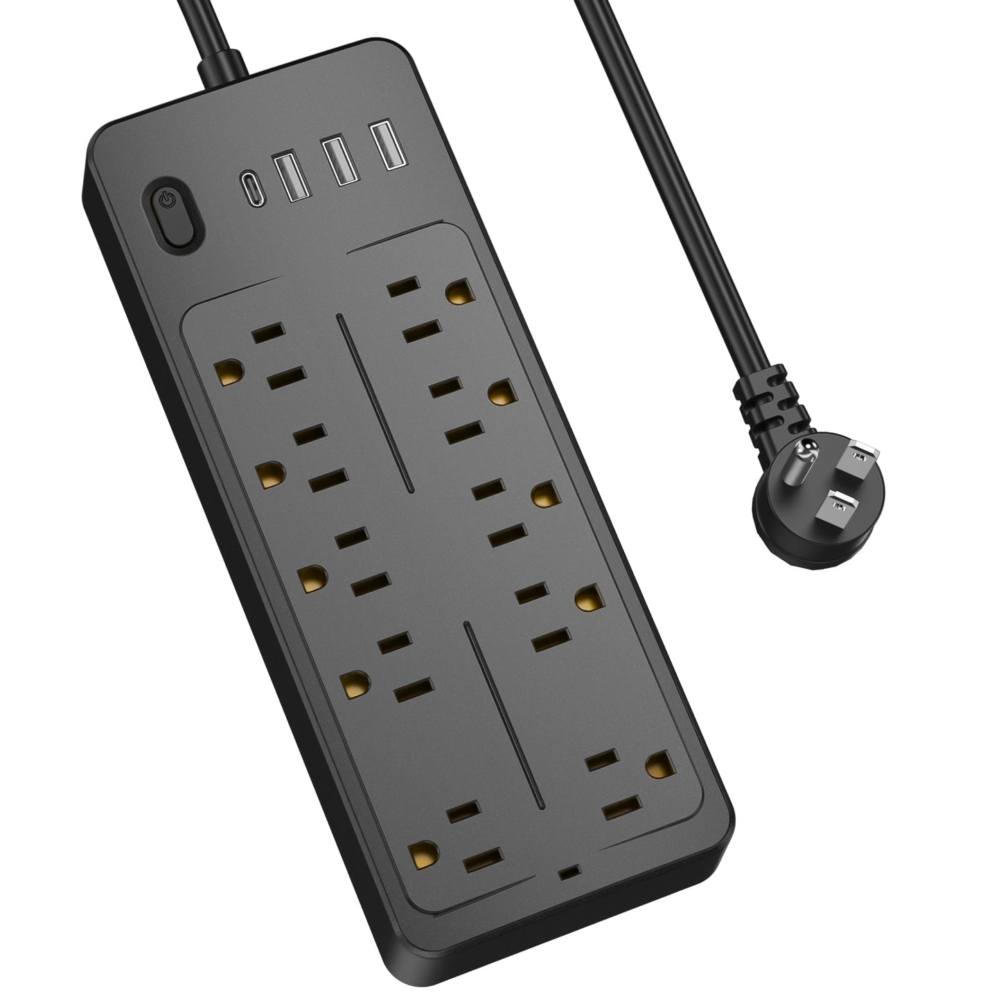 CSD02SURG0000BK Cshidworld 14-in-1 Power Strip Surge Protector Extension Cord with Multi Outlets, USB Ports, for Home & Office, Black