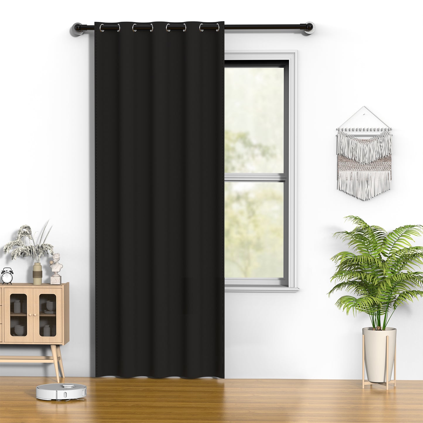 Single Panel Blackout Curtains 52 x 84 inch, Thermal Insulated Black Curtain, Noise Reduce Room Darkening Drapes for Bedroom Dorm,Privacy Protection & Energy Saving