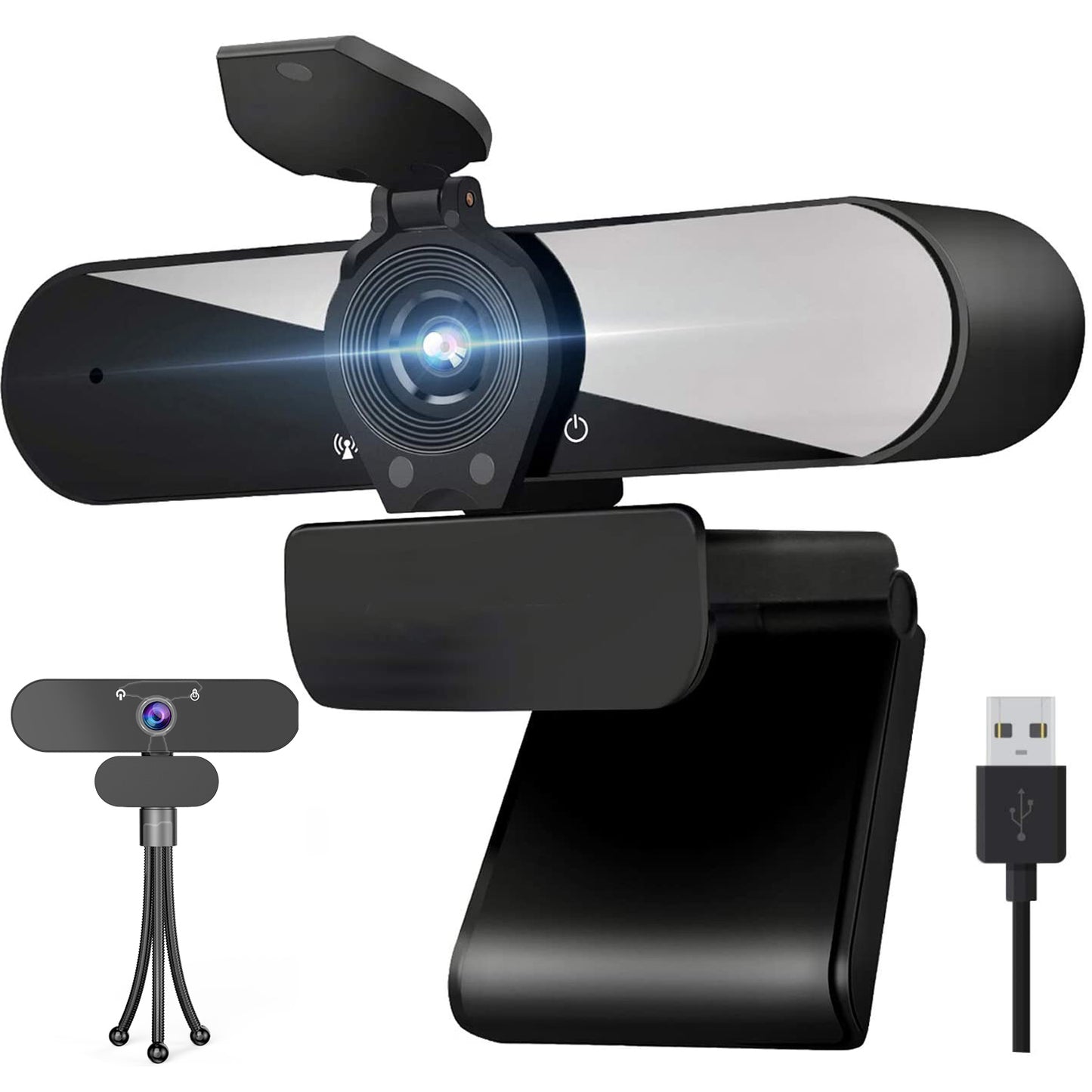 CSDWB 1440P HD Webcam with Microphone, Streaming Computer Web Camera USB PC Desktop Laptop Webcam with Stand/Privacy Cover/Tripod Stand, Autofocus, Noise Reduction for Video Calling/Zoom/Meeting