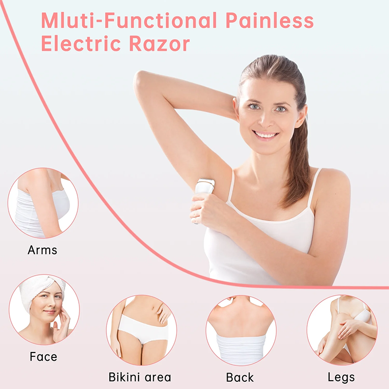 Women Electric Shaver, 3 in 1 Wet & Dry Painless Hair Removal IPX6 Waterproof Lady Electric Razor, Cordless Facial Body Epilator for Bikini Legs Arm Forearms Underarm w/ 2 Changeable Trimmer Heads