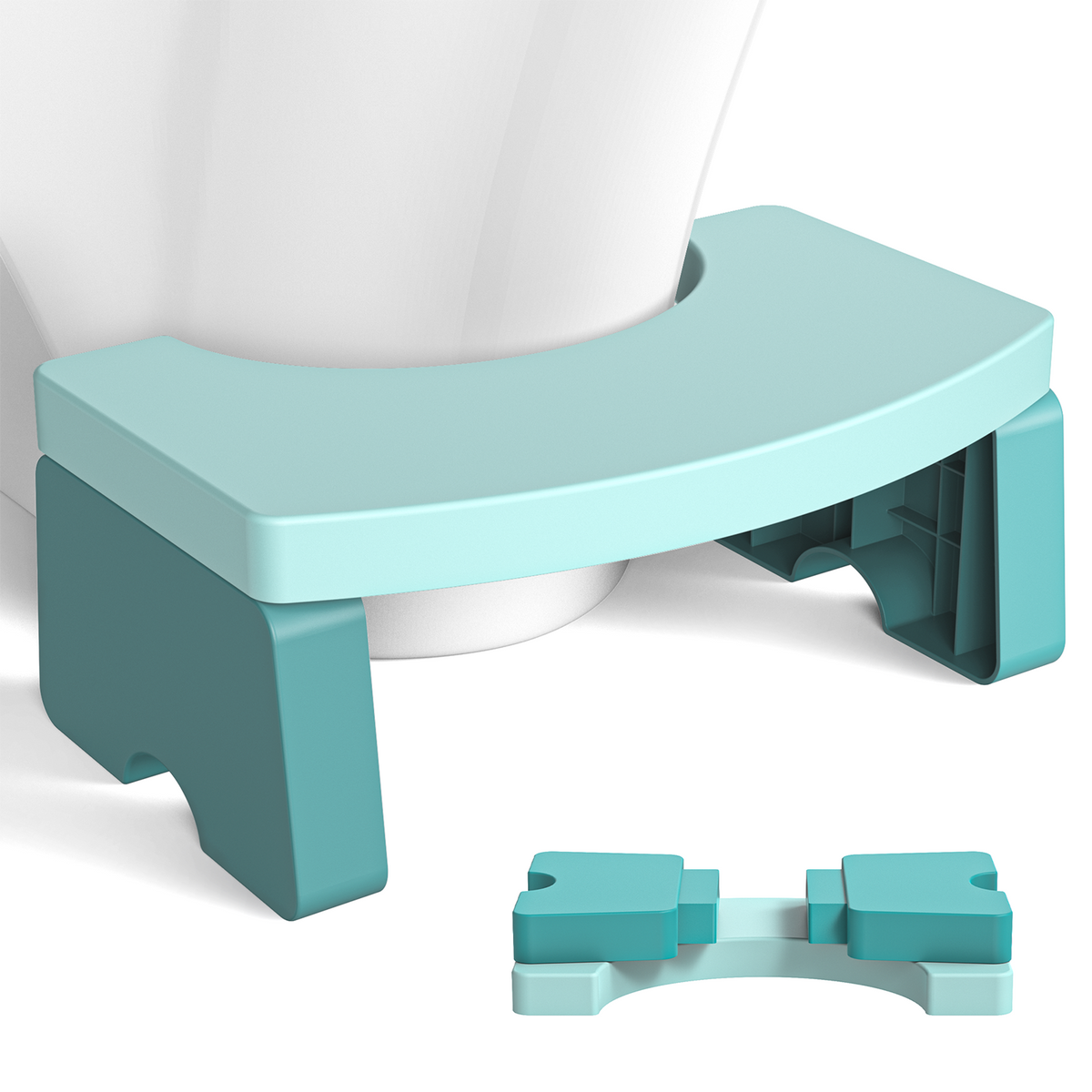 CSD01TSFA0000GN Toilet Stool, Poop Stool for Adults & Kids, 7 Inch Portable Toilet Potty Stool, Collapsible Step Stool for Bathroom Potty Support