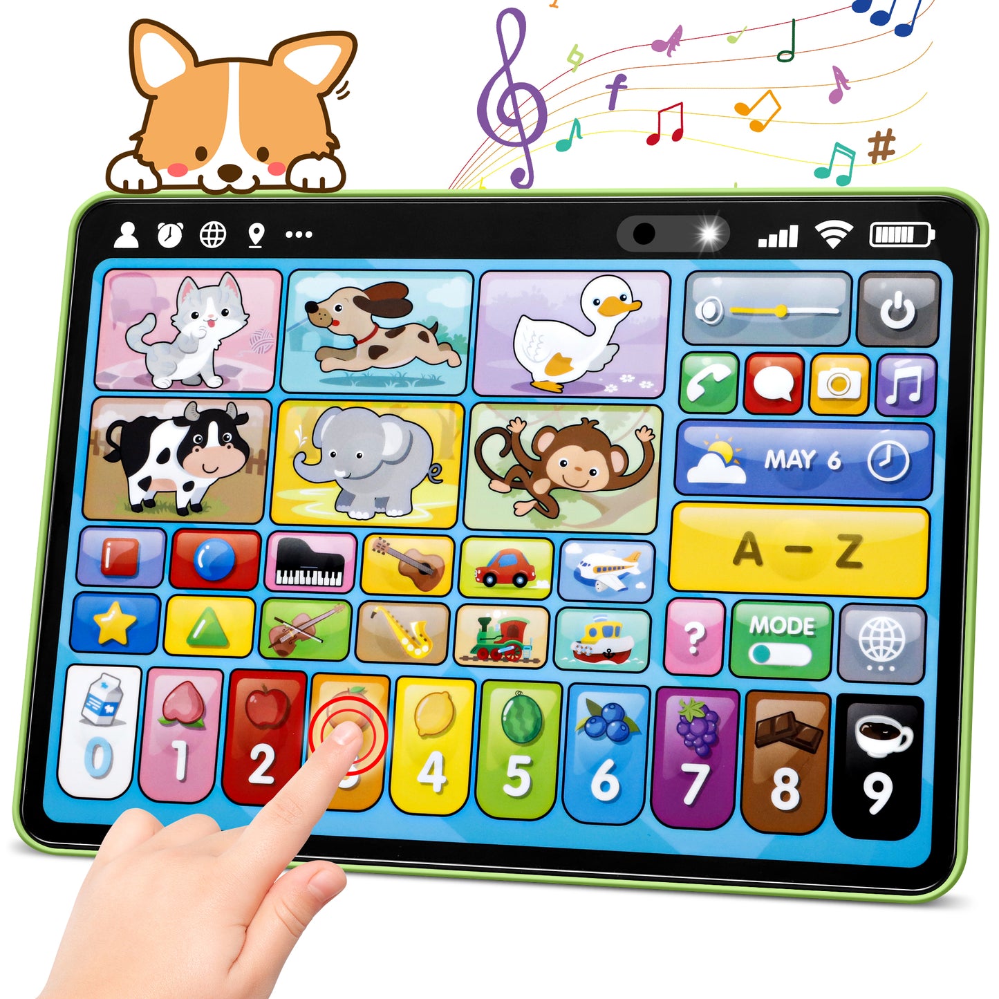 CSD01LTFK0000GN Trilingual Learning Toy Tablet with Music & Sound, Montessori Speech Musical Therapy Educational Toys, Gifts for Boys and Girls