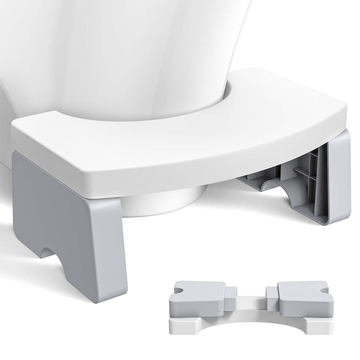 CSD01TSFA0000WH Toilet Stool, Poop Stool for Adults & Kids, 7 Inch Portable Toilet Potty Stool, Collapsible Step Stool for Bathroom Potty Support(White)