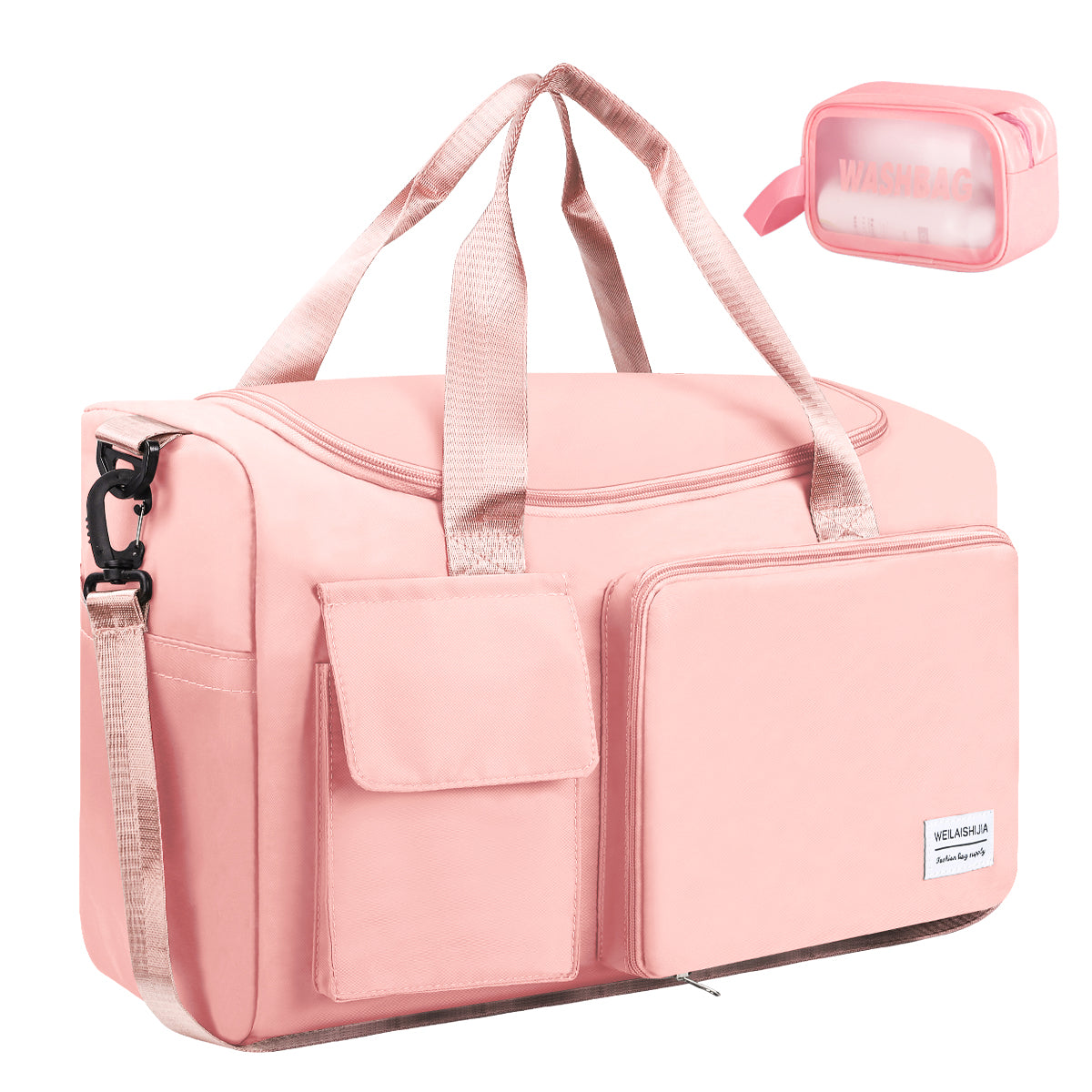 CSD02TDGB0316PNKTravel Duffel Bag for Women, Foldable Weekender Overnight Bag with Shoe Compartment, Waterproof Shoulder Sports Tote Gym Bag with Toiletry Bag for Travel, Hospital Holdalls, Pink