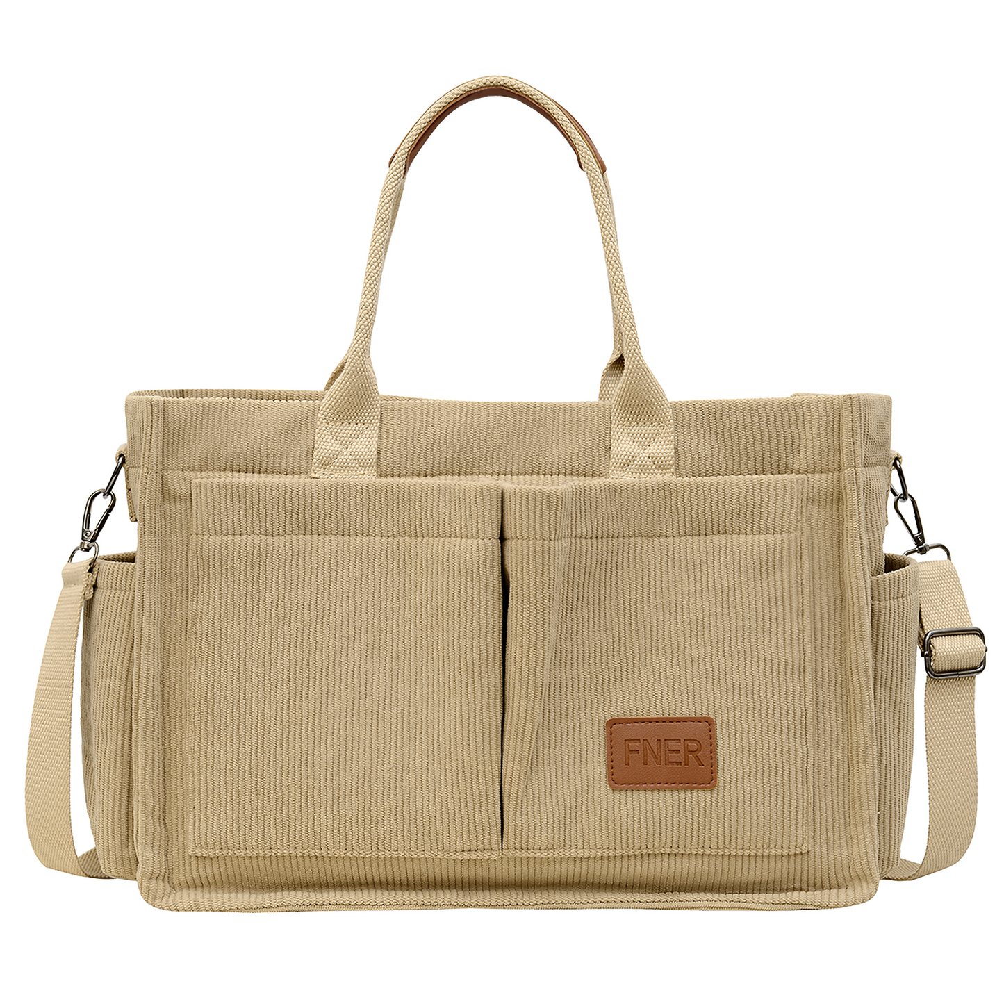 CSD01CTTB0000KALarge Canvas Tote Bag for Women, Womens Laptop Work Book Bags w/Side Pockets/Wet Pockets, Crossbody Purse Handbag, Travel Messenger Gym Bag, Gifts for Women, Khaki