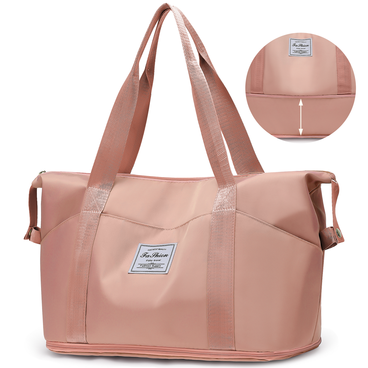 CSD01WBTB0000PK 35L Weekender Bags for Women, Travel Bag Carry on Gym Bag, Expandable Travel Duffle Bag with Wet Dry Pocket/ 3 Front Pockets/ Trolley Sleeve Pocket, Sport Dance Bag, Pink