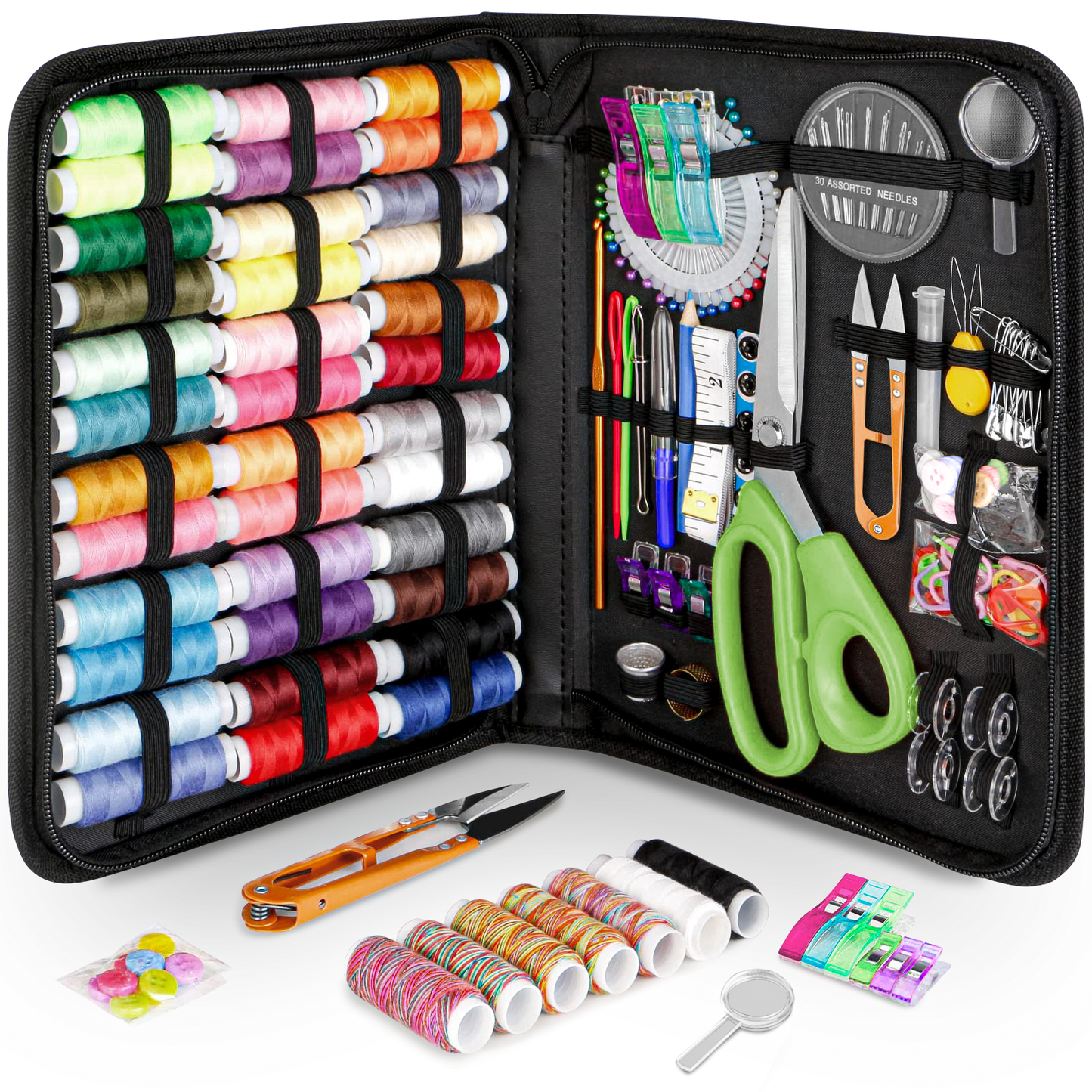 CSD02SKFA0201BK ewing Kit for Adults, 201PCS Portable Sewing Supplies, Needle and Thread Kit with Sewing Supplies and Accessories for Kids, Beginner, Home, Travel, Emergency Repairs