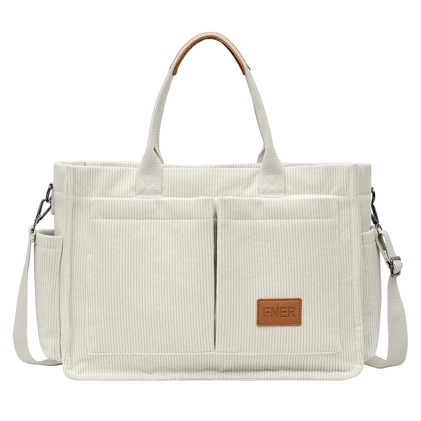 CSD01CTTB0000WHLarge Canvas Tote Bag for Women, Womens Laptop Work Book Bags w/Side Pockets/Wet Pocket, Crossbody Purse Handbag, Travel Messenger Gym Bag, Gifts for Women, Off-white