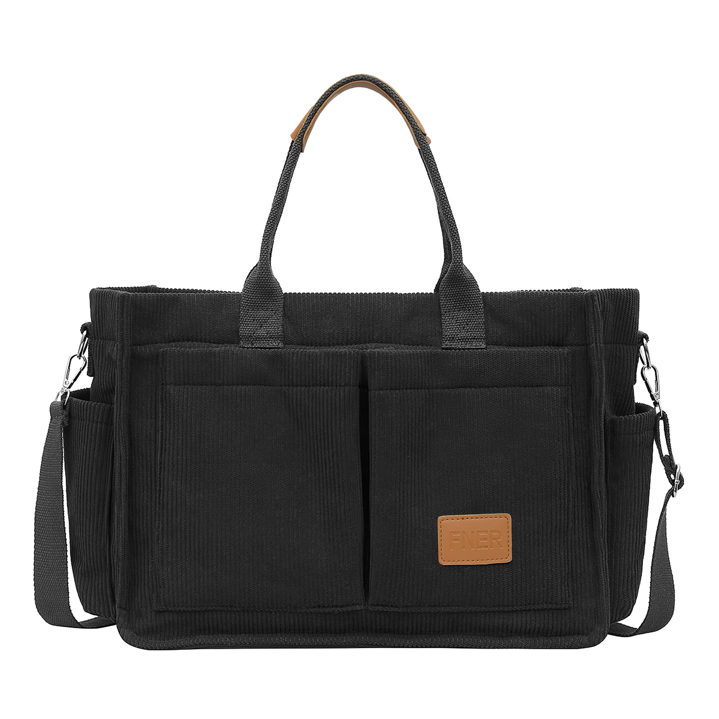 CSD01CTTB0000BK Large Canvas Tote Bag for Women, Womens Laptop Work Book Bags w/Side Pockets/Wet Pocket, Crossbody Purse Handbag, Travel Messenger Gym Bag, Gifts for Women, Black