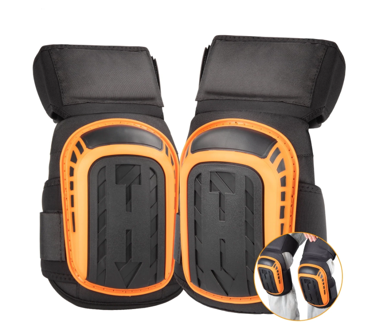 CSD01KNPW0000OG Cshidworld 1 Pair Professional Knee Pads for Work, Construction Thick Gel Knee Pads with Adjustable Strong Double Straps, Heavy Duty Anti-slip Foam Cushion Knee Pads for Indoor and Outdoor, Orange