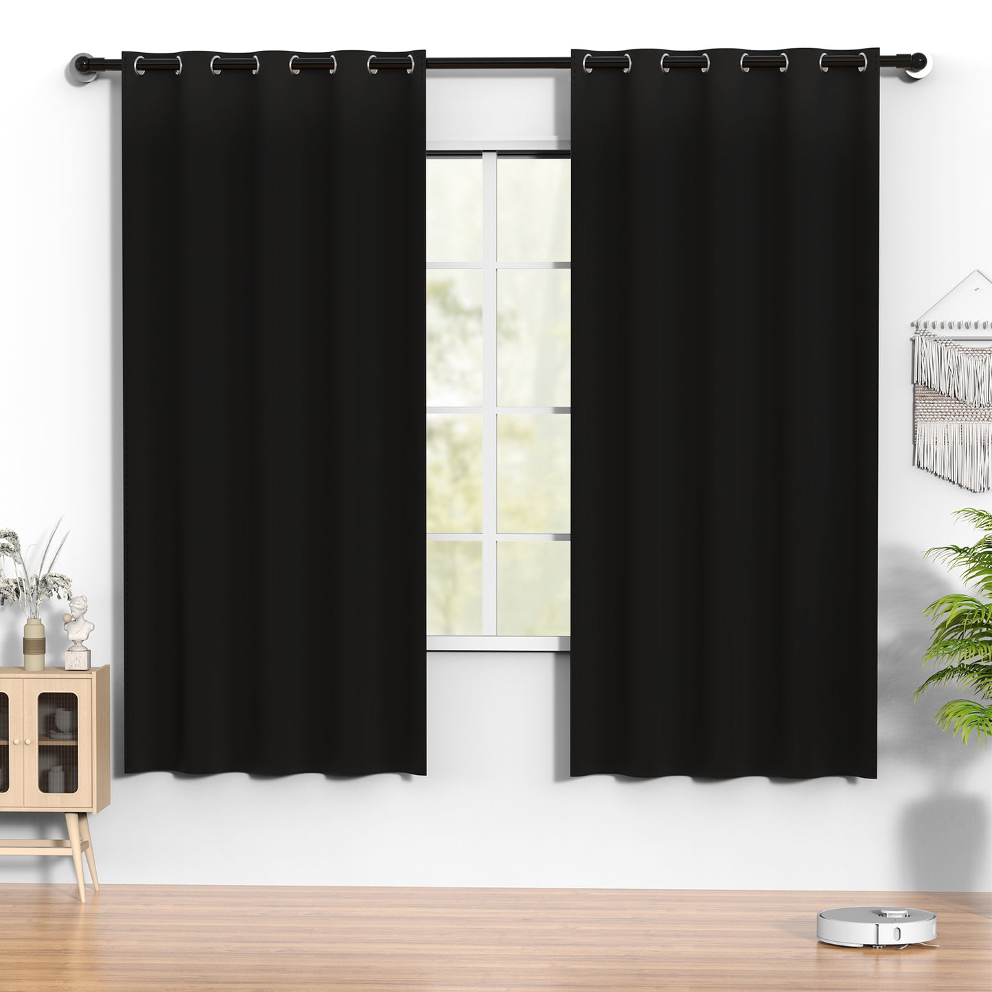 Blackout Curtains 52 x 72 inch, Thermal Insulated Black Curtains Set of 2 Panels, Noise Reduce & Room Darkening Drapes for Bedroom, Living Room, Privacy Protection & Energy Saving Curtains