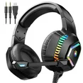 Gaming Headset, Wired Gaming Headphone for Ps4, Ps5, Xbox with 7.1 Surround Sound, Wired Gaming Headphones with Noise Cancelling Mic RGB Light, Over Ear Headphones for Xbox Series X/S, Switch