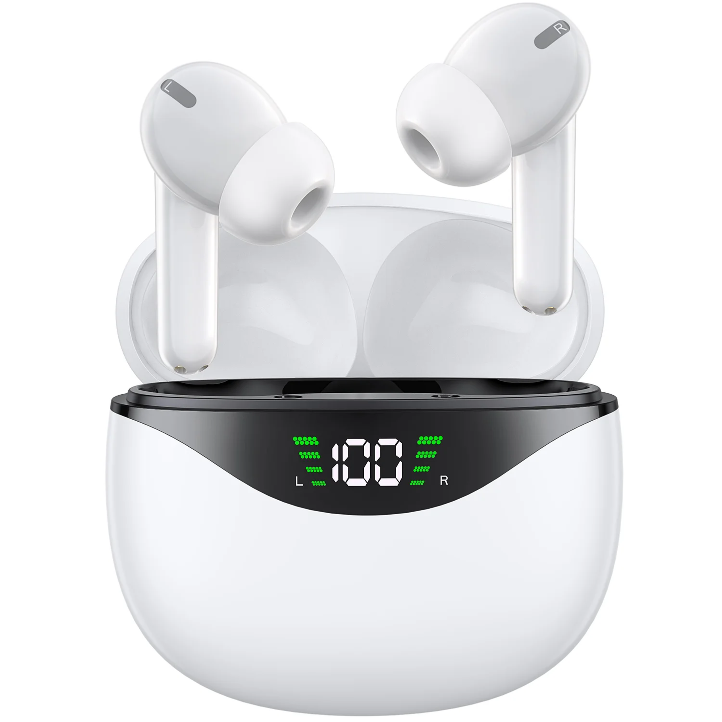 Wireless Earbuds, Bluetooth 5.1 Headphones 30Hrs Playtime with USB-C Fast Charging Case, IPX7 Waterproof Earphones, TWS in Ear Stereo Headset Built-in Mic for iPhone/Android (White)